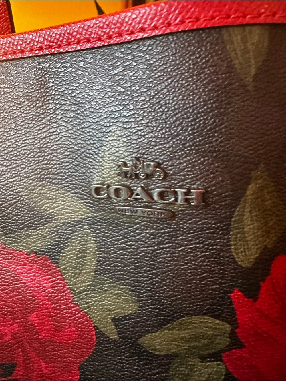 Reversible Coach floral Tote with red Rose Floral Print